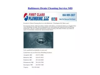 Baltimore Drain Cleaning Service MD