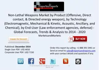 Non-Lethal Weapons Market worth $7,198.24 million by 2020