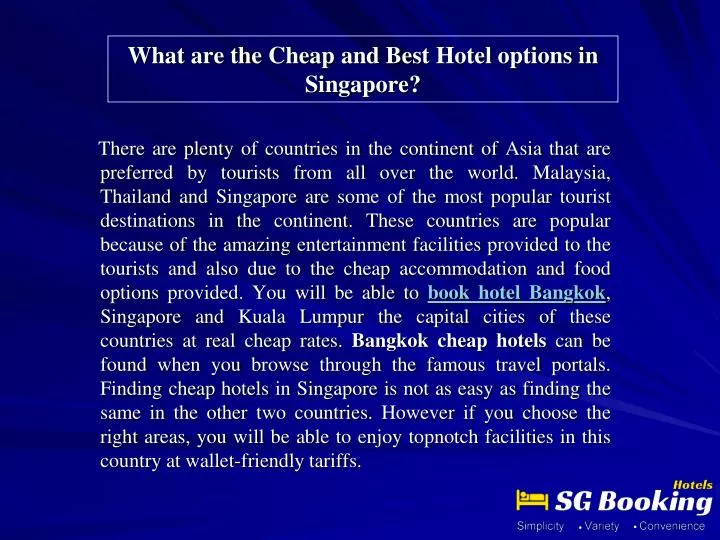 what are the cheap and best hotel options in singapore