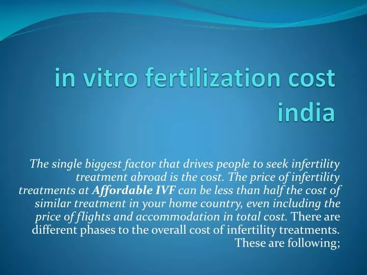 in vitro fertilization cost india