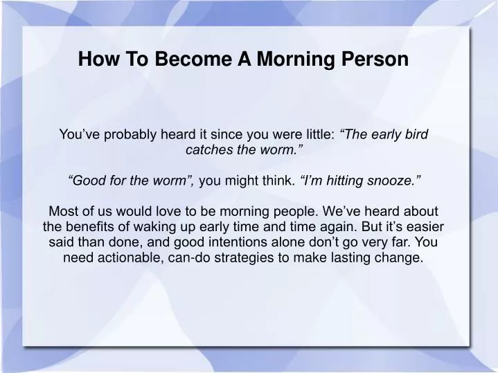 how to become a morning person