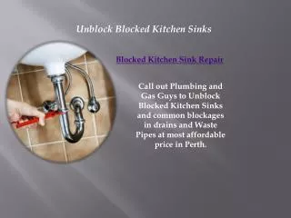 Unblock Blocked Drain and Waste Pipes