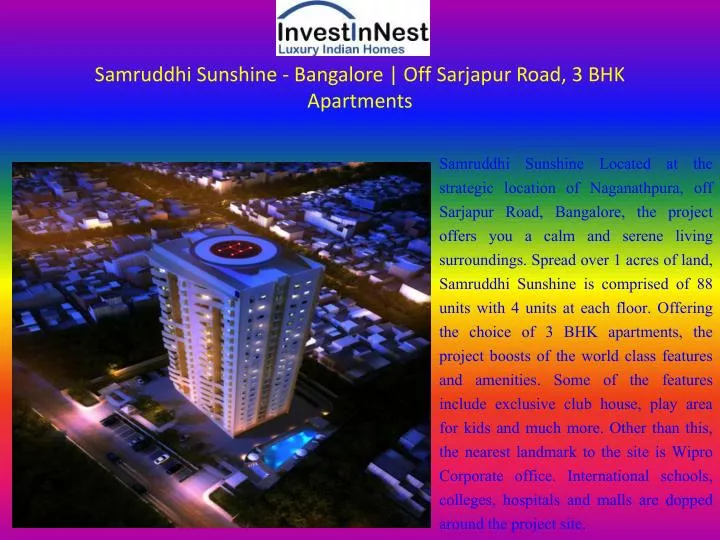 samruddhi sunshine bangalore off sarjapur road 3 bhk apartments