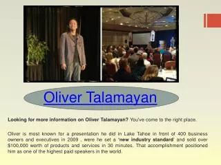 Oliver Talamayan Review