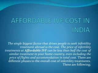 AFFORDABLE IVF COST IN INDIA