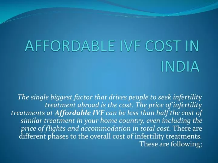 affordable ivf cost in india