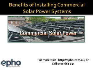 Avail benefits of Commercial Solar power systems