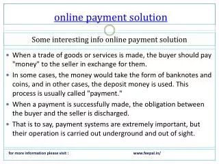 Important Guidelines for online payment solution