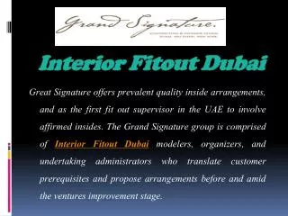 Fabulous Interior and Architects Fitouts Services in UAE