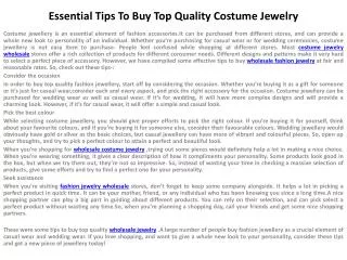 Essential Tips To Buy Top Quality Costume Jewelry
