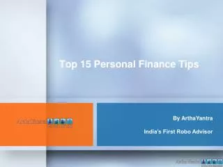 Top 15 Personal Finance Tips in 2015 by - ArthaYantra -budge