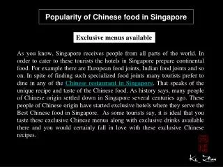 Popularity of Chinese food in Singapore