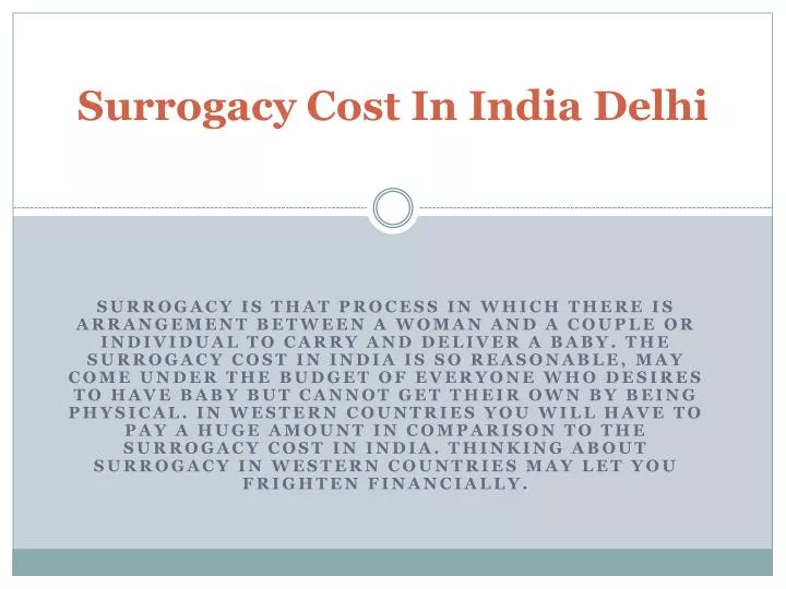 surrogacy cost in india delhi