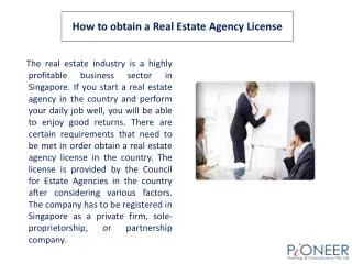 How to obtain a Real Estate Agency License