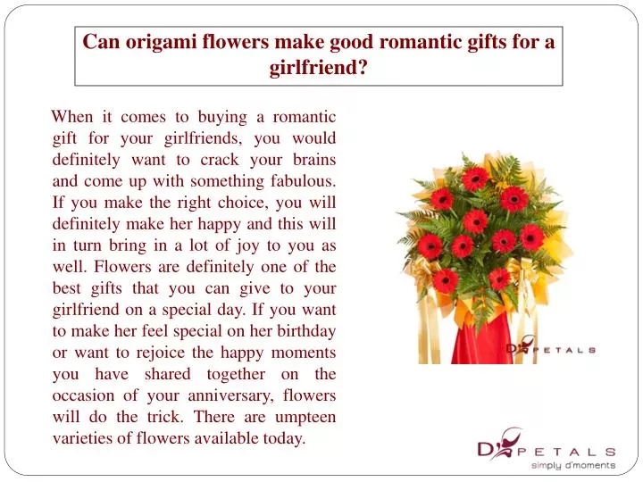 can origami flowers make good romantic gifts for a girlfriend