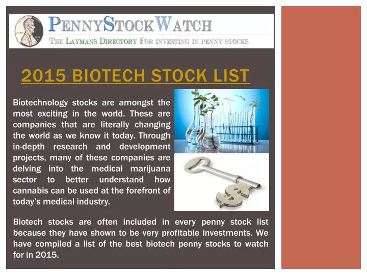 2015 biotech stock list