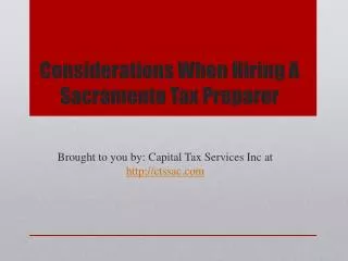 Considerations When Hiring A Sacramento Tax Preparer