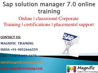 sap solution manager 7.0 online training in canada
