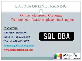 SQL DBA ONLINE TRAINING IN SOUTHAFRICA