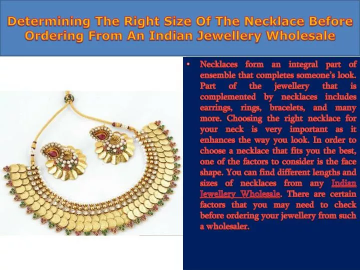 determining the right size of the necklace before ordering from an indian jewellery wholesale