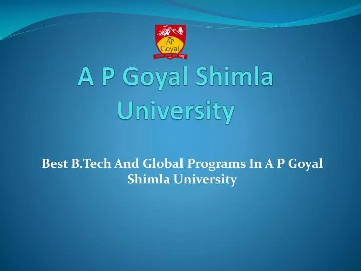 a p goyal shimla university