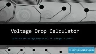 Voltage Drop Calculation - Formula, Example