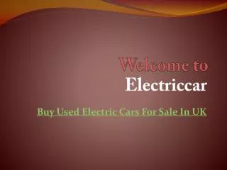 Buy Used Electric Cars For Sale In UK