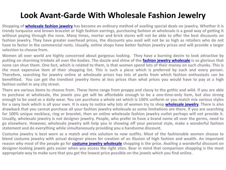 look avant garde with wholesale fashion jewelry