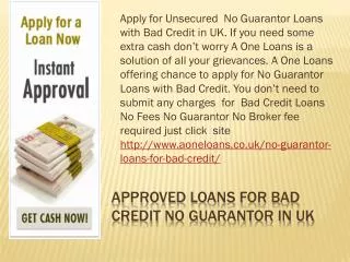 Loans for Bad Credit With No Guarantor