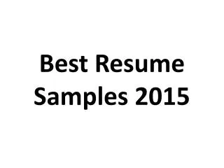 Best Resume Samples 2015