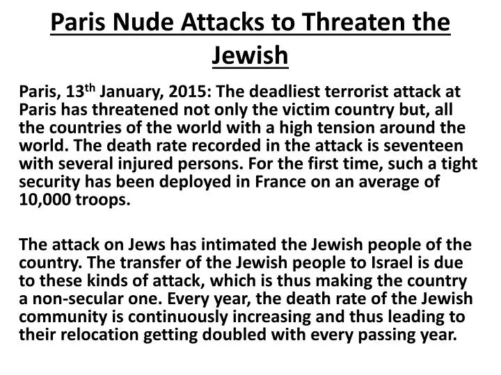 paris nude attacks to threaten the jewish