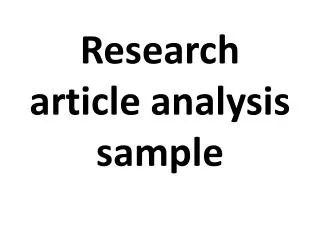 research article analysis sample