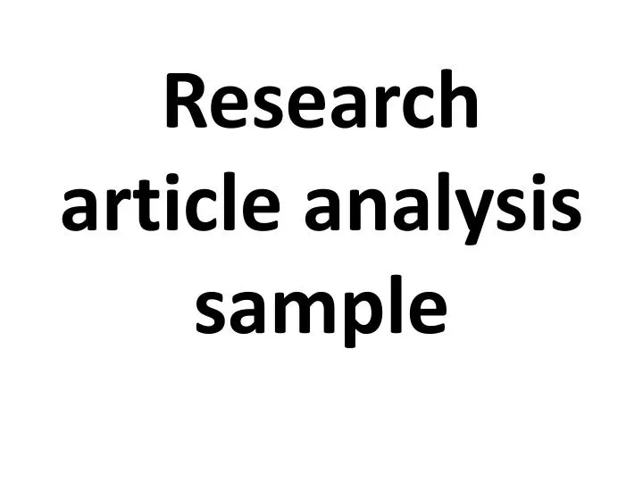 research article analysis sample