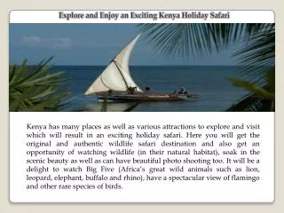 Explore and Enjoy an Exciting Kenya Holiday Safari