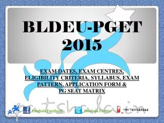BLDEU PGET 2015 PG Medical Entrance Exam Details