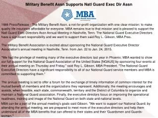 Military Benefit Assn Supports Natl