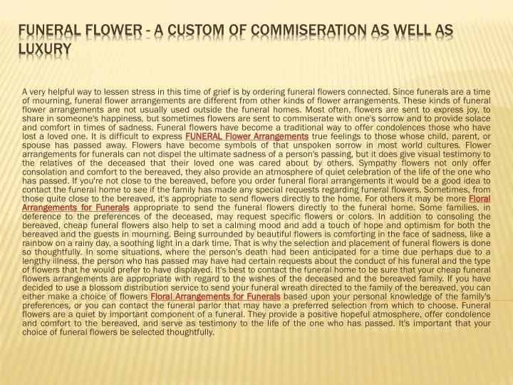 funeral flower a custom of commiseration as well as luxury