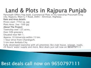 Buy Land & plots in Rajpura Punjab @ 9650797111
