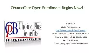 ObamaCare Open Enrollment Begins Now!