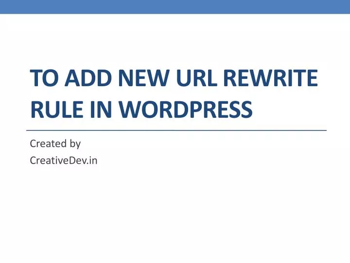 to add new url rewrite rule in wordpress
