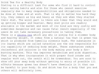 Drink Tea for a Healthy Body