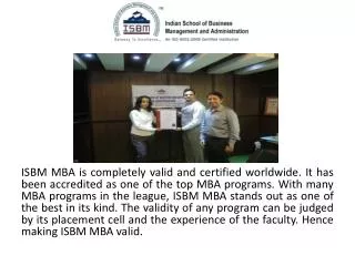 ISBM MBA is Valid