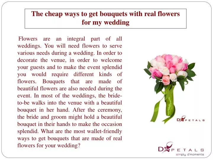 the cheap ways to get bouquets with real flowers for my wedding