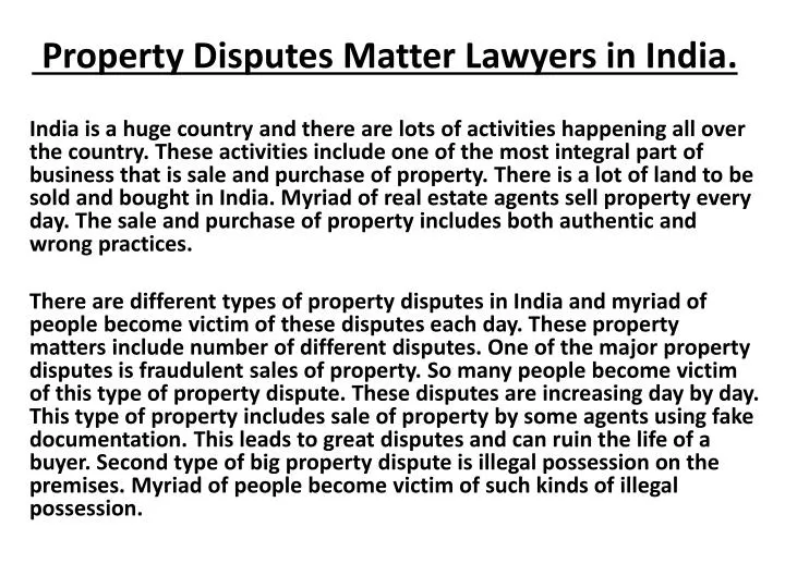 property disputes matter lawyers in india