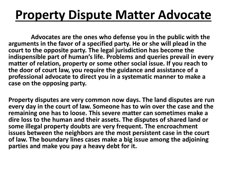 property dispute matter advocate