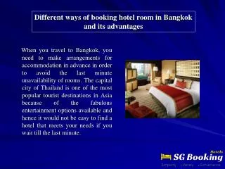 Different ways of booking hotel room in Bangkok and its adva