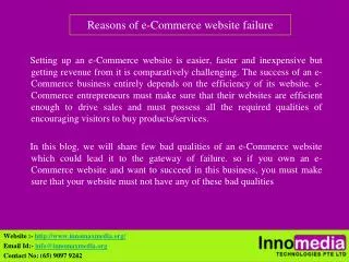 Reasons of e-Commerce website failure