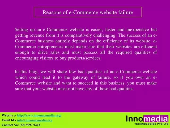 reasons of e commerce website failure