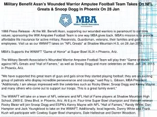 Military Benefit Assn's Wounded Warrior Amputee Football