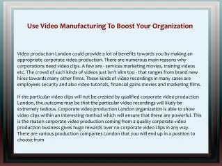 Use Video Manufacturing To Boost Your Organization